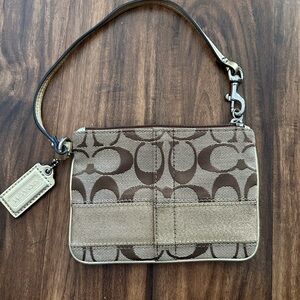 Coach  Beige and Gold Wristlet